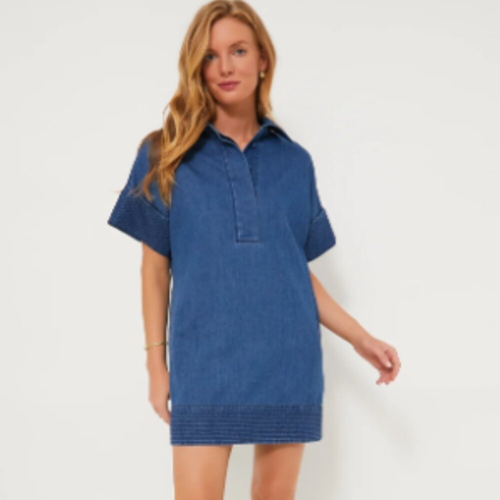 Tuckernuck Denim Trapunto Stitch Sofia Shirt Dress